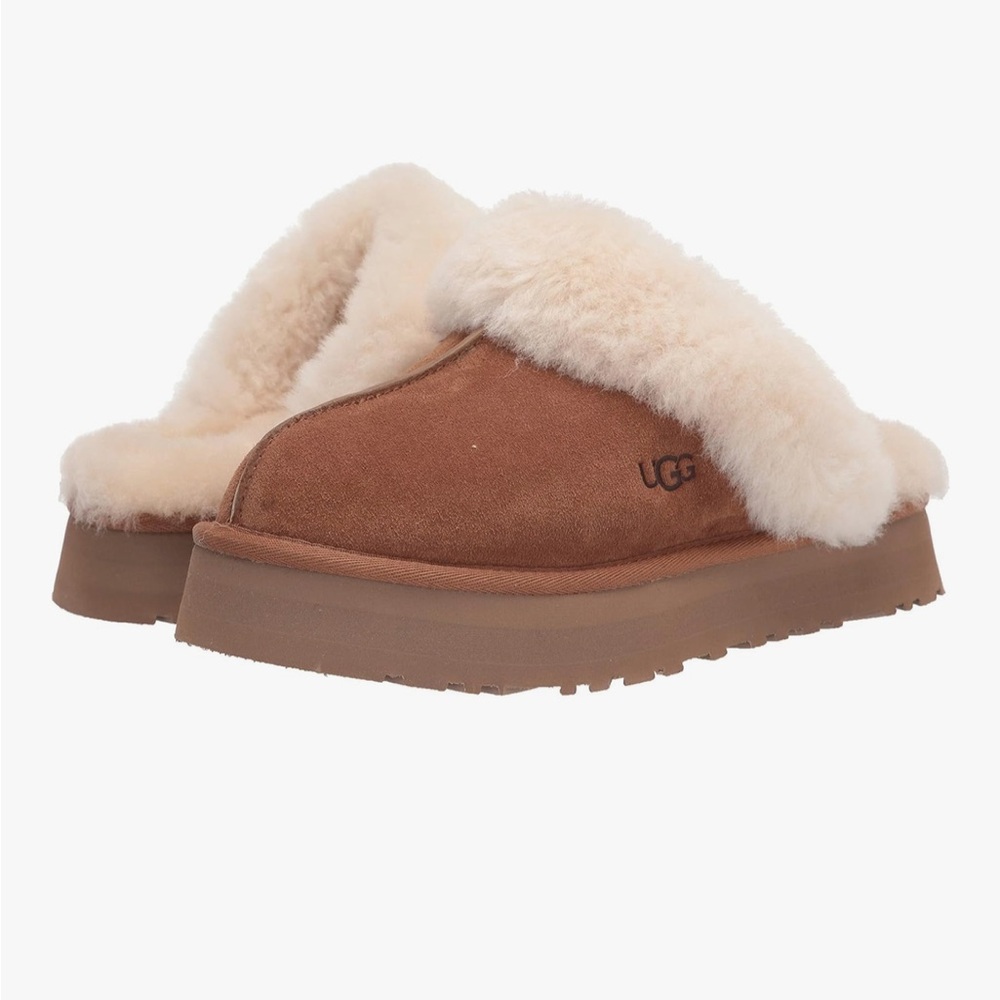 UGG Women's Disquette chestnut Shearling slip ons - Picture 9 of 17